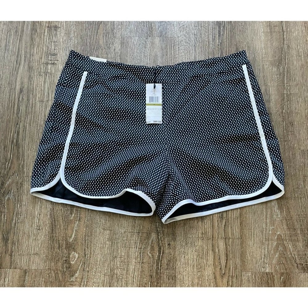 Tommy Hilfiger Womens Polka Dot Satin Shorts Navy Blue/White Sz 14